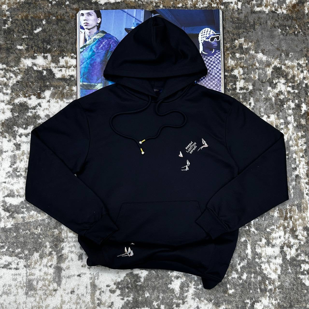 LOUS VUITTON EMBROIDERY HOODIE NAVY