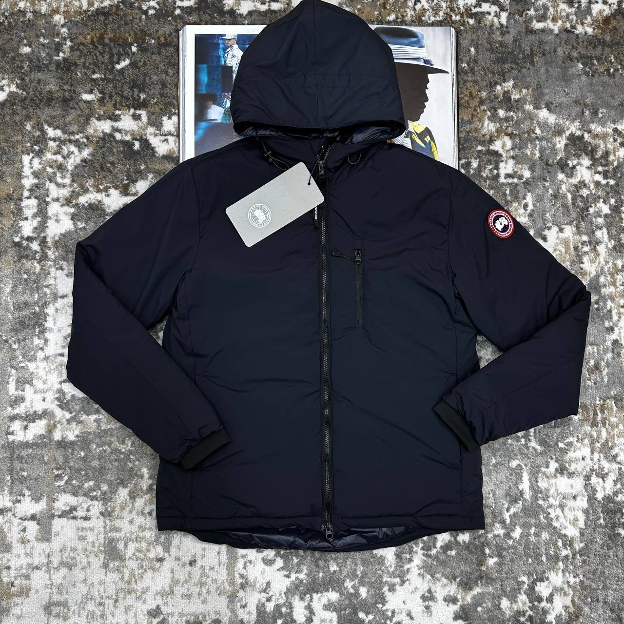 CNADA-GOOSE ZIP JACKET-NAVY WITH RED BADGE