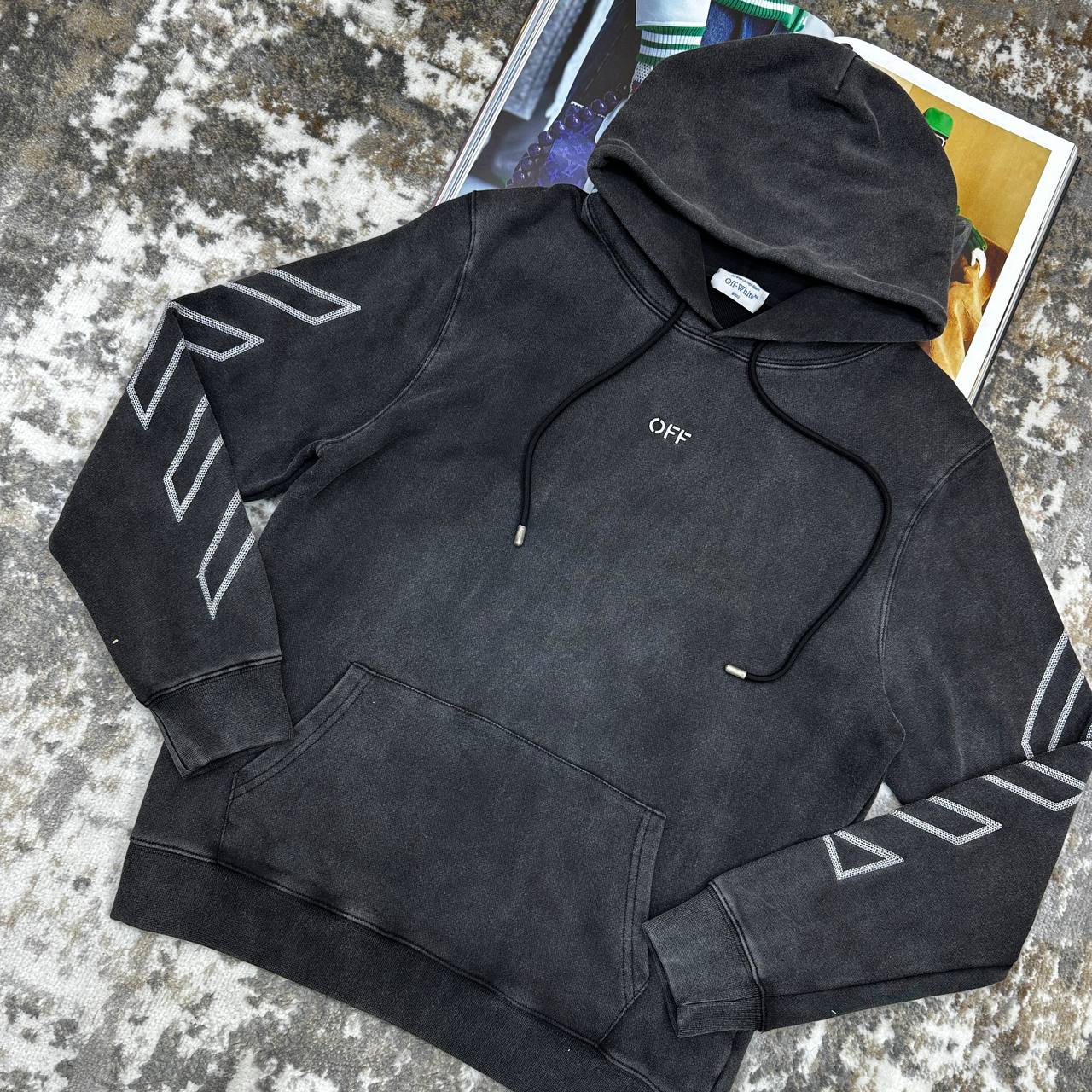 OFF-WHITE EMBROIDERY HOODIE BLACK