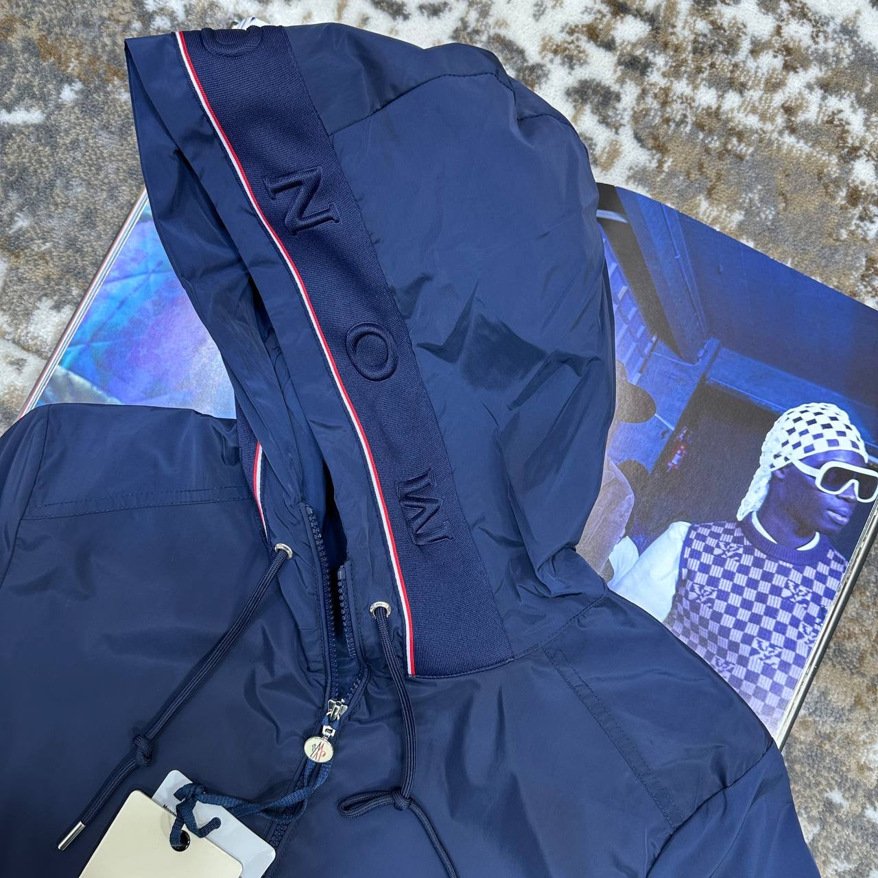 MONLR JACKET WITH HOOD STRIPS ROYAL BLUE
