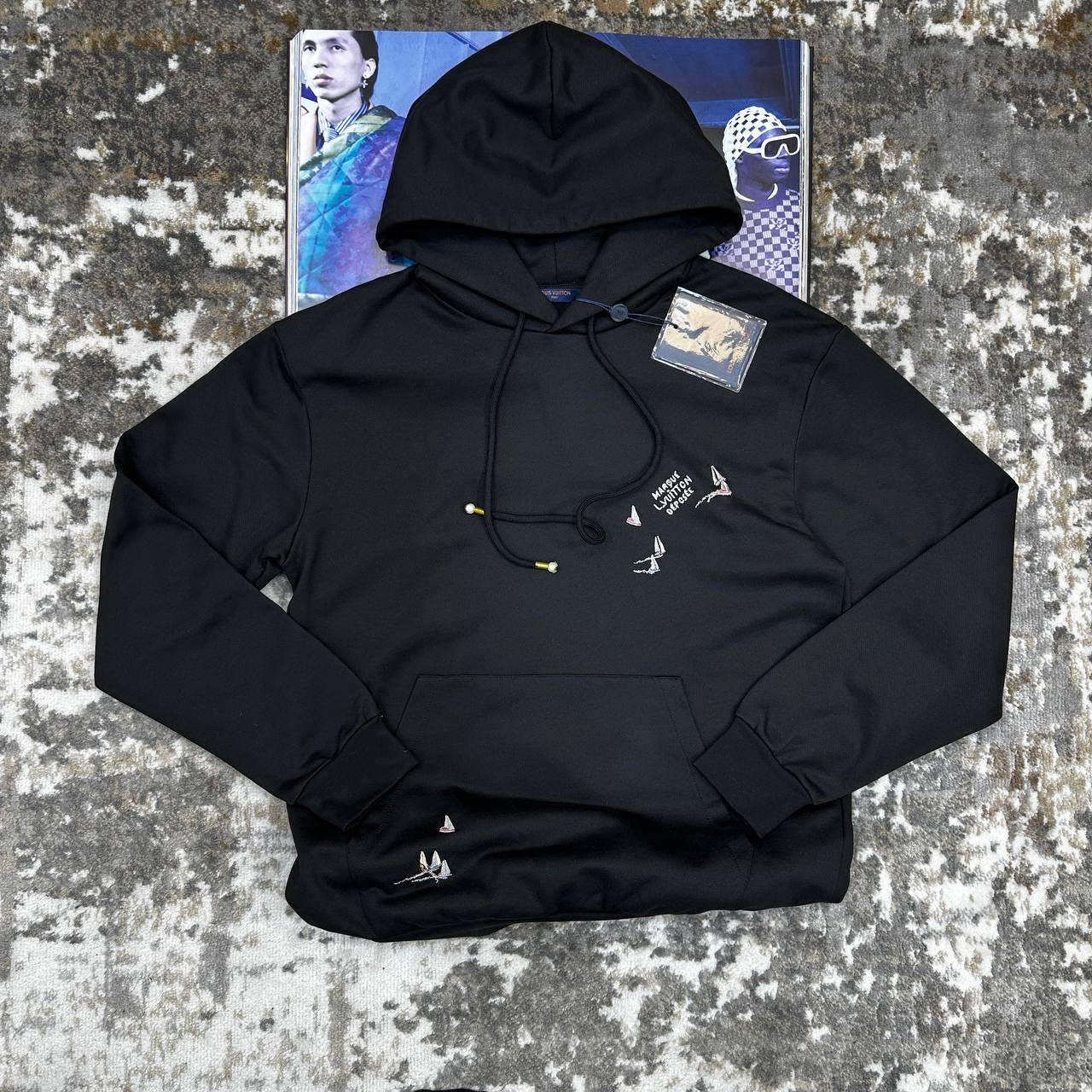 LOUS VUITTON EMBROIDERY HOODIE BLACK