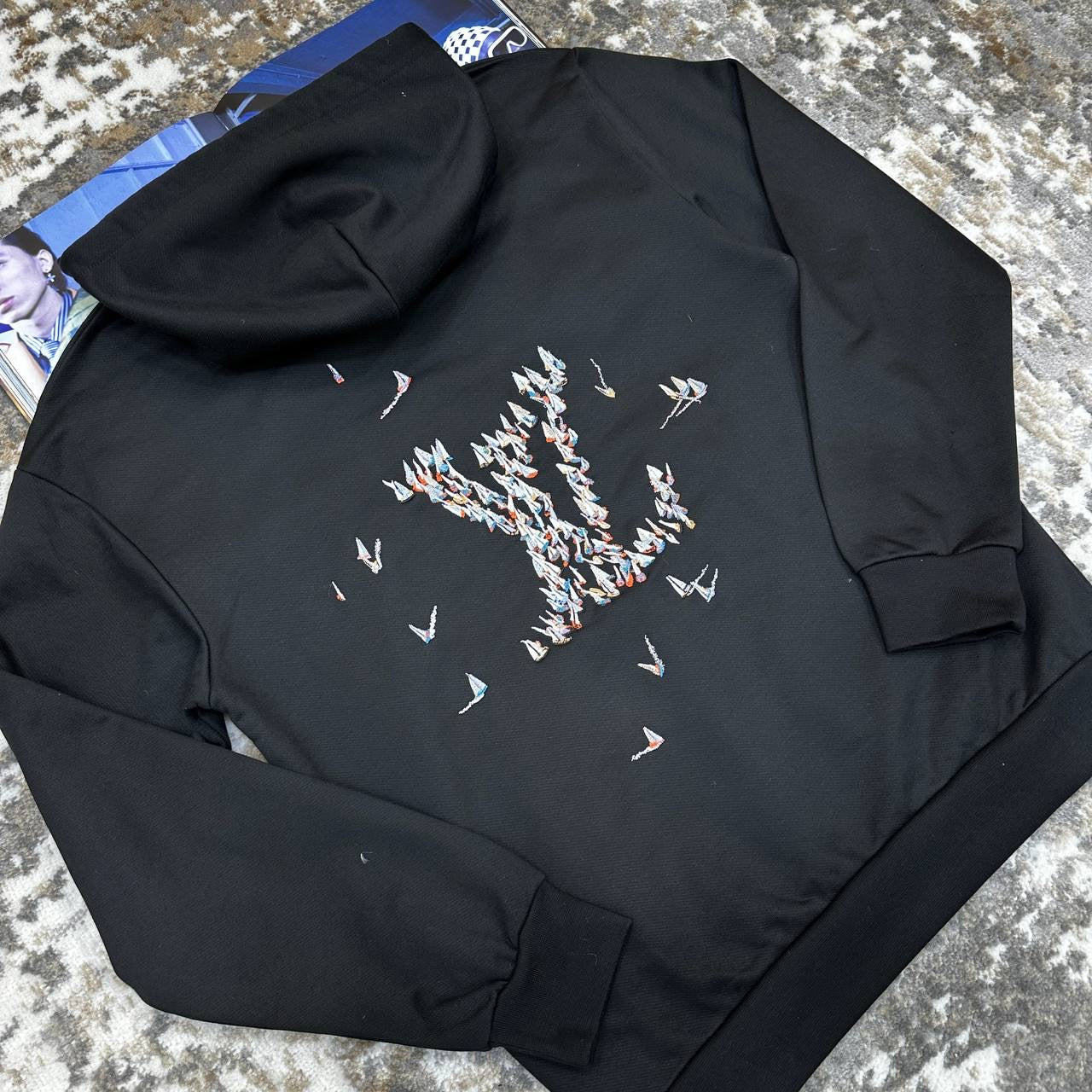 LOUS VUITTON EMBROIDERY HOODIE BLACK