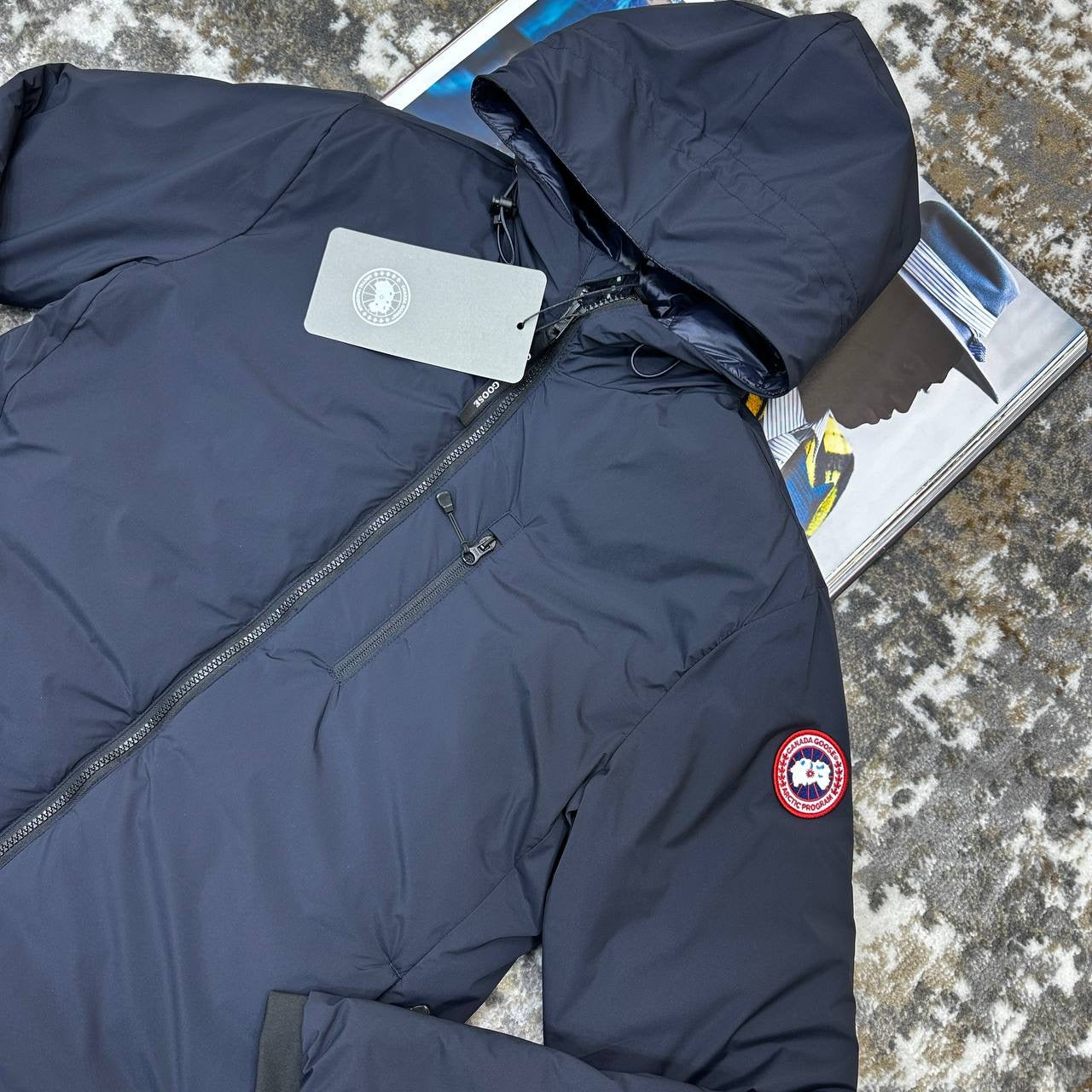 CNADA-GOOSE ZIP JACKET-NAVY WITH RED BADGE