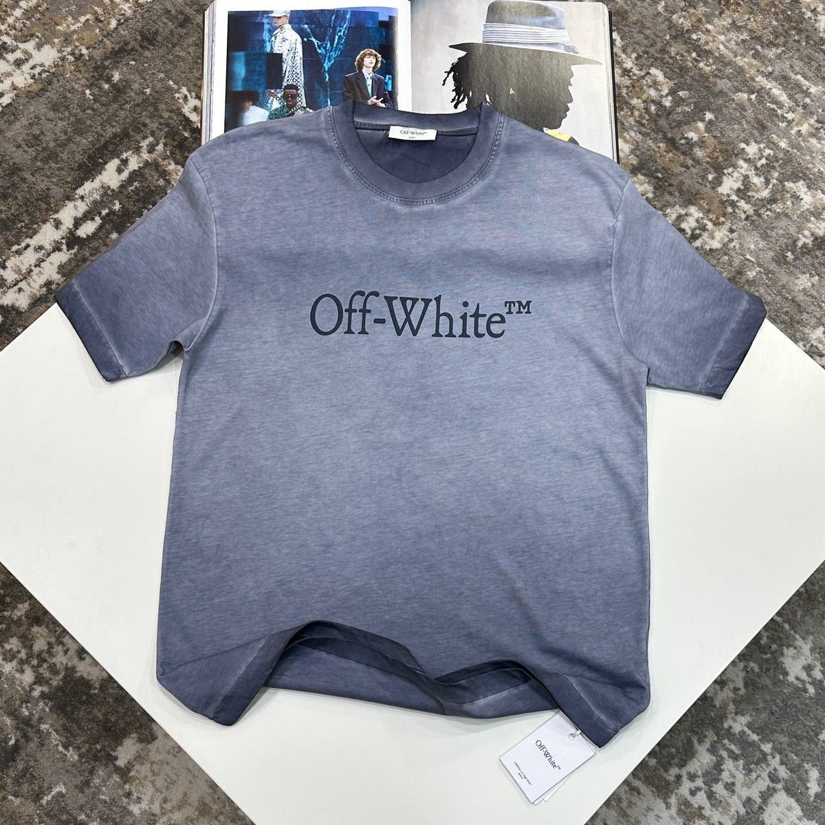 OF-WITE TSHIRT-GREY BLUE