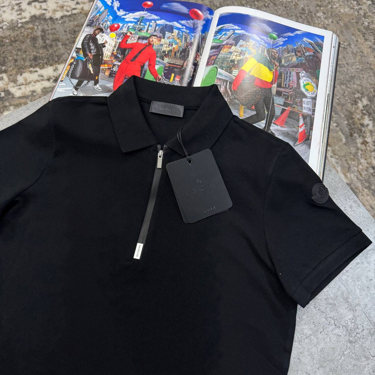 MNCLR HALF ZIP POLO-BLACK