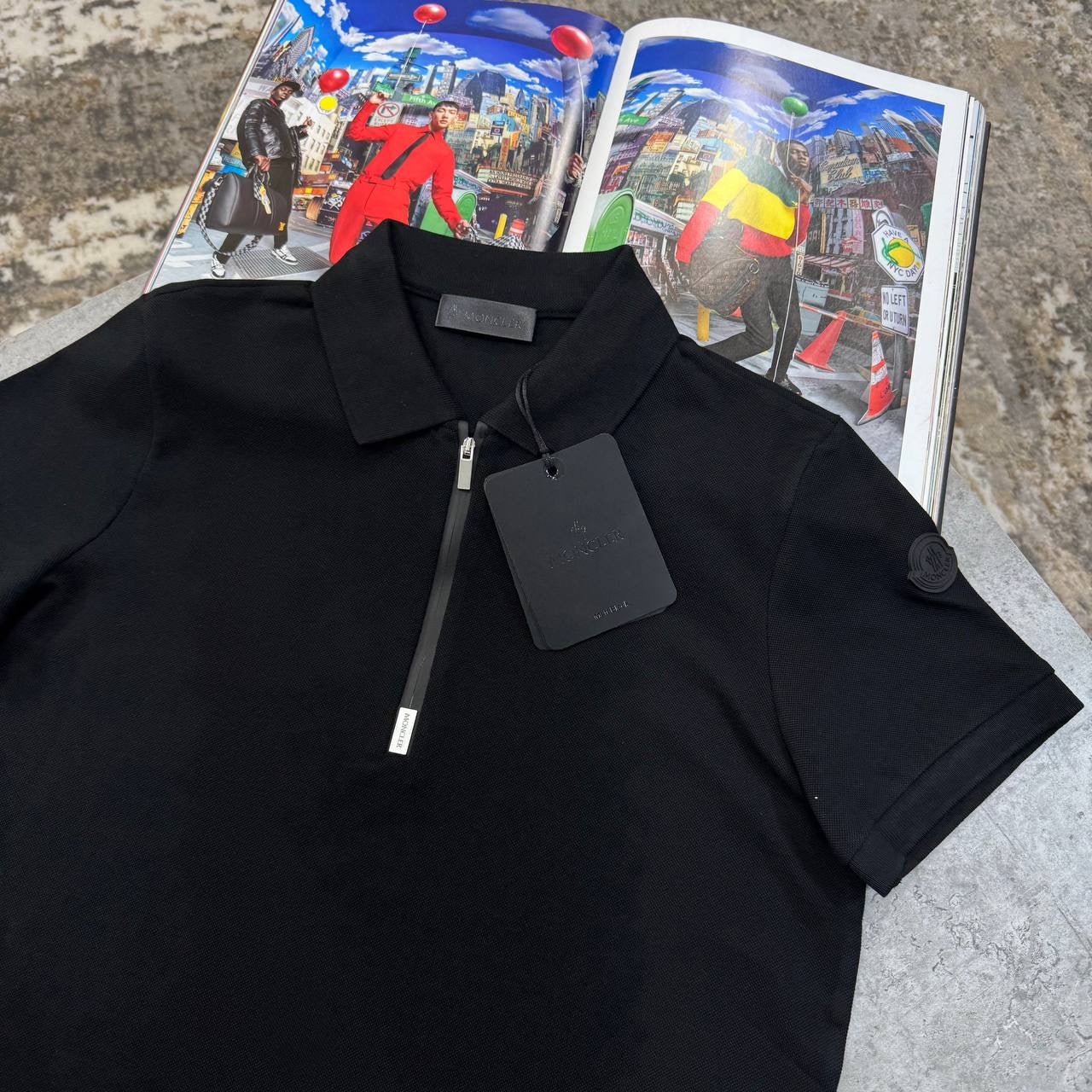 MNCLR HALF ZIP POLO-BLACK