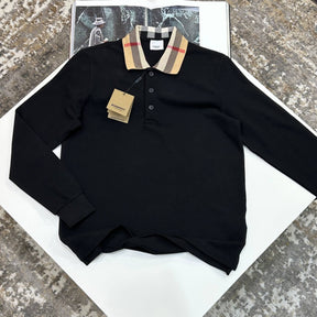 BRBURY FULL SELEVE POLO- BLACK