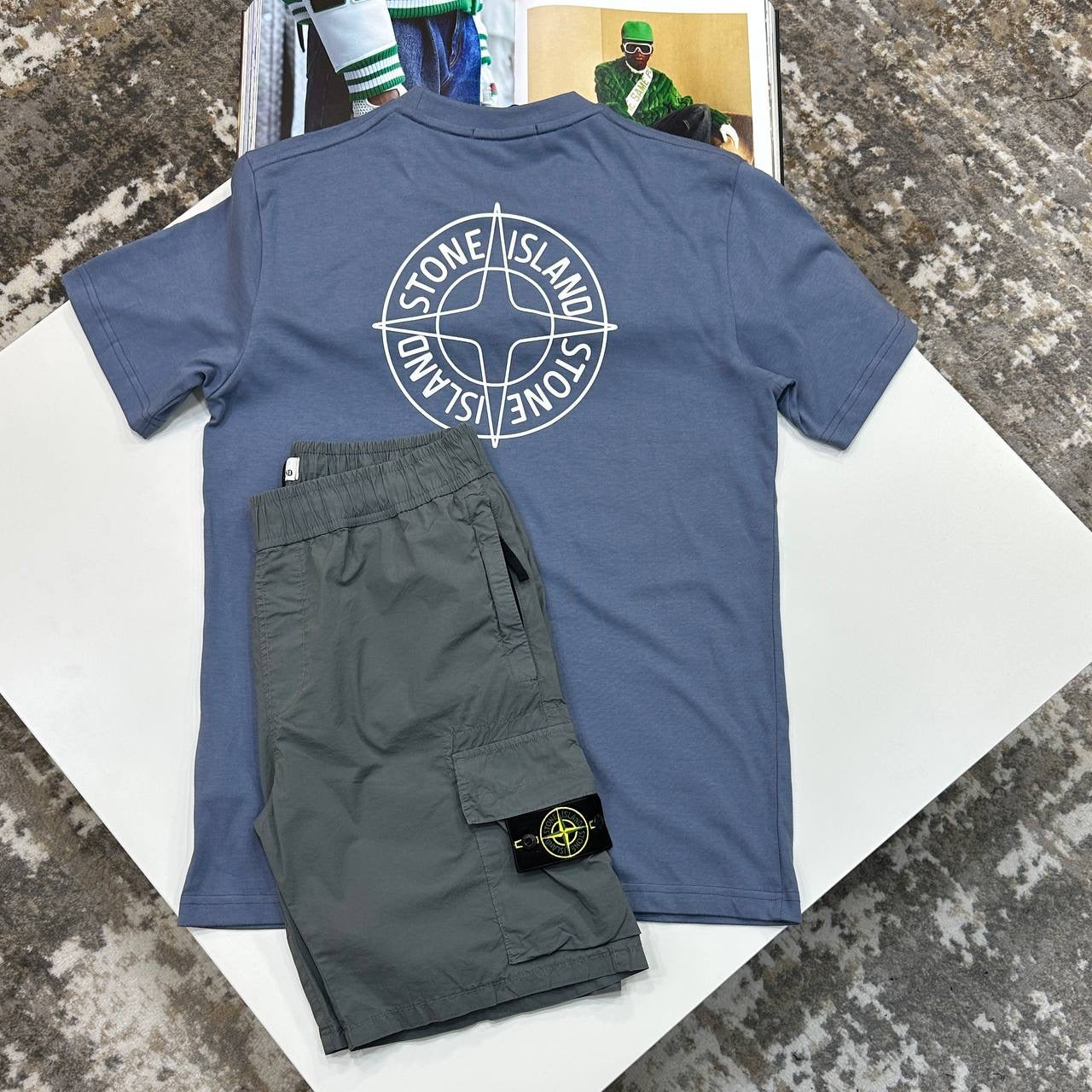 S.I SHORT SET BLUE/GREY