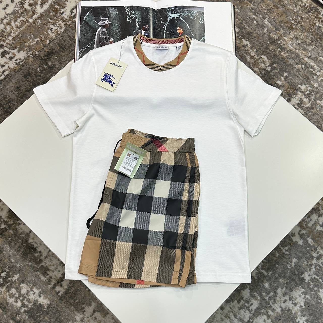 BRBERY SHORT SET WHITE/BEIGE