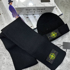 STNE HAT AND SCARF BLACK WITH BOX
