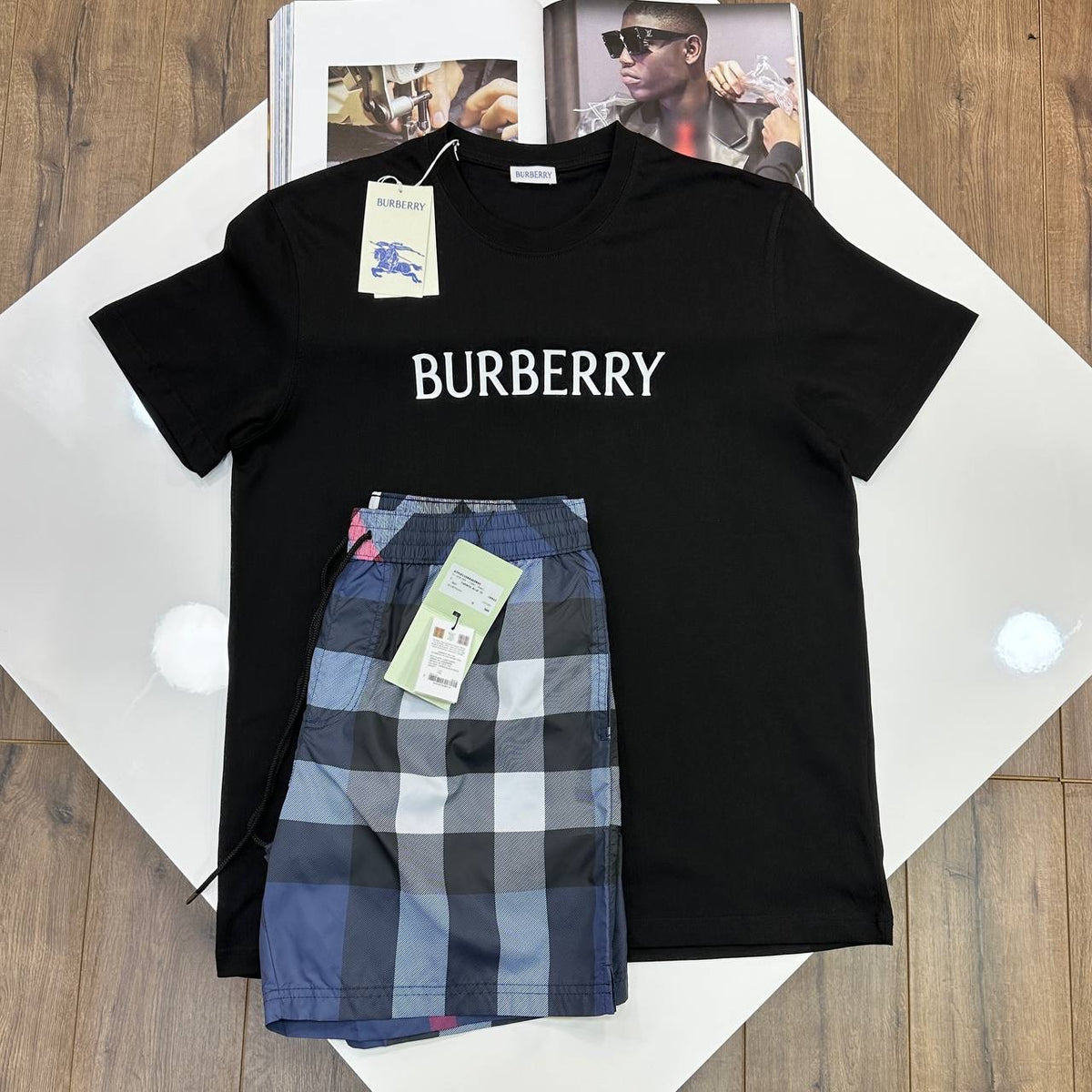 BRBRY SHORT SET BLACK/BLUE