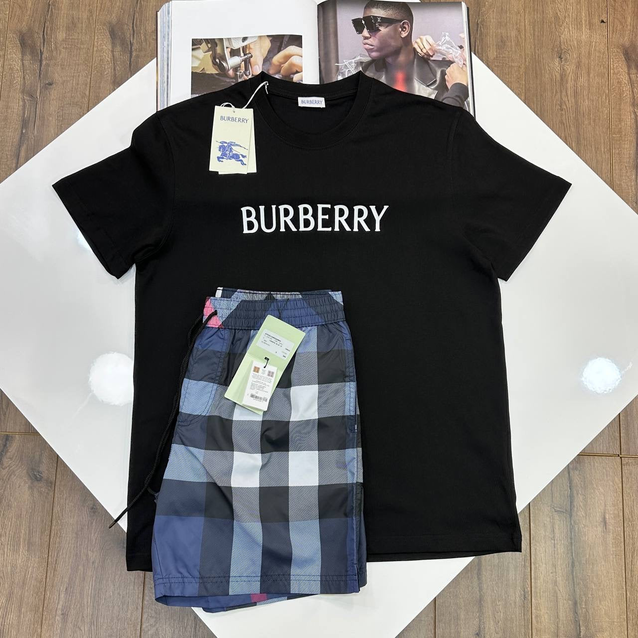 BRBRY SHORT SET BLACK/BLUE