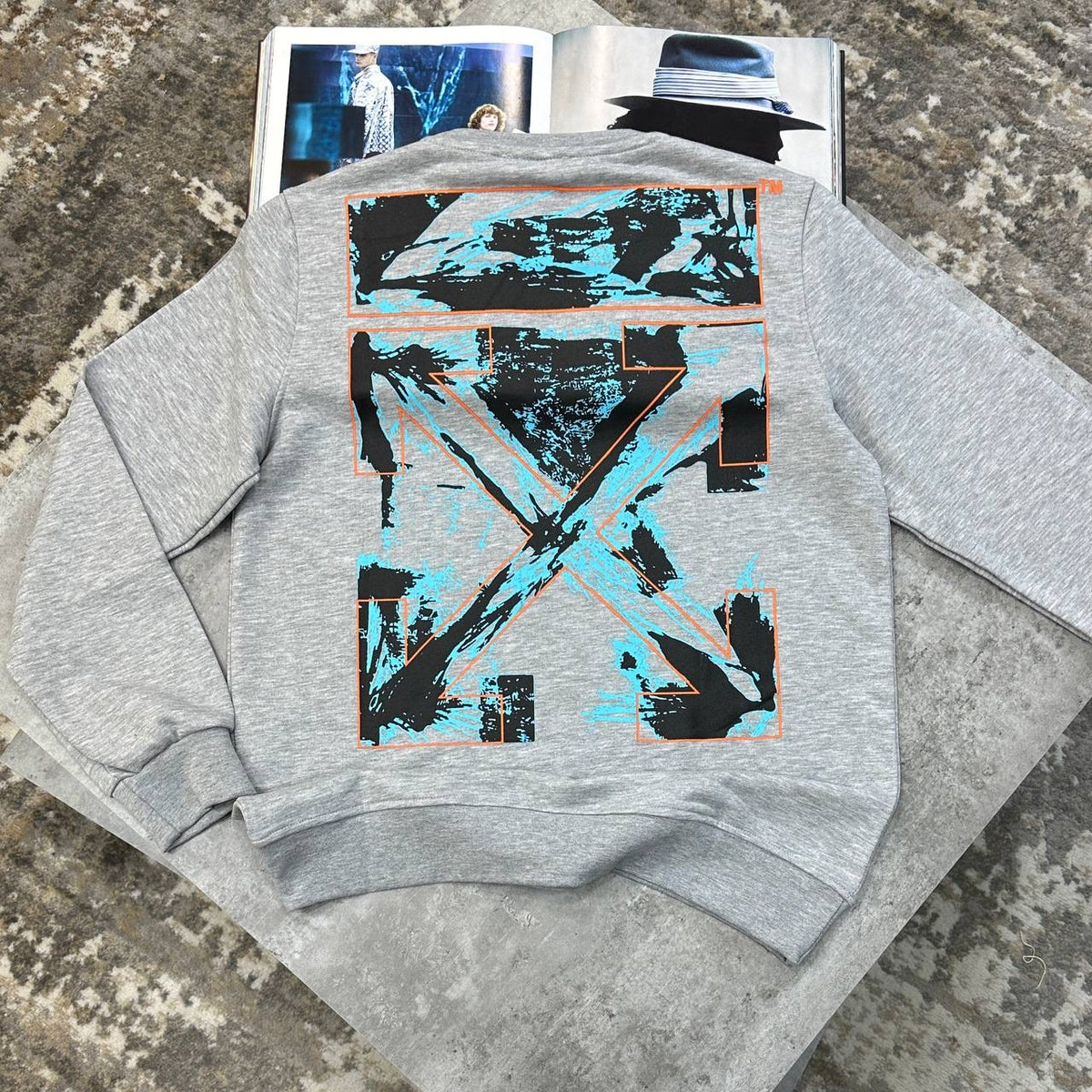 OFF-W BACK BIG PRINT JUMPER GREY