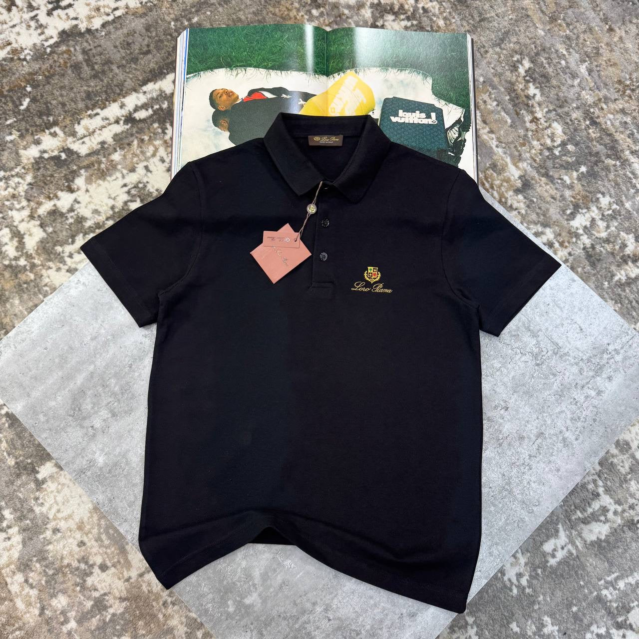 L.P FRONT BADGE POLO- BLACK