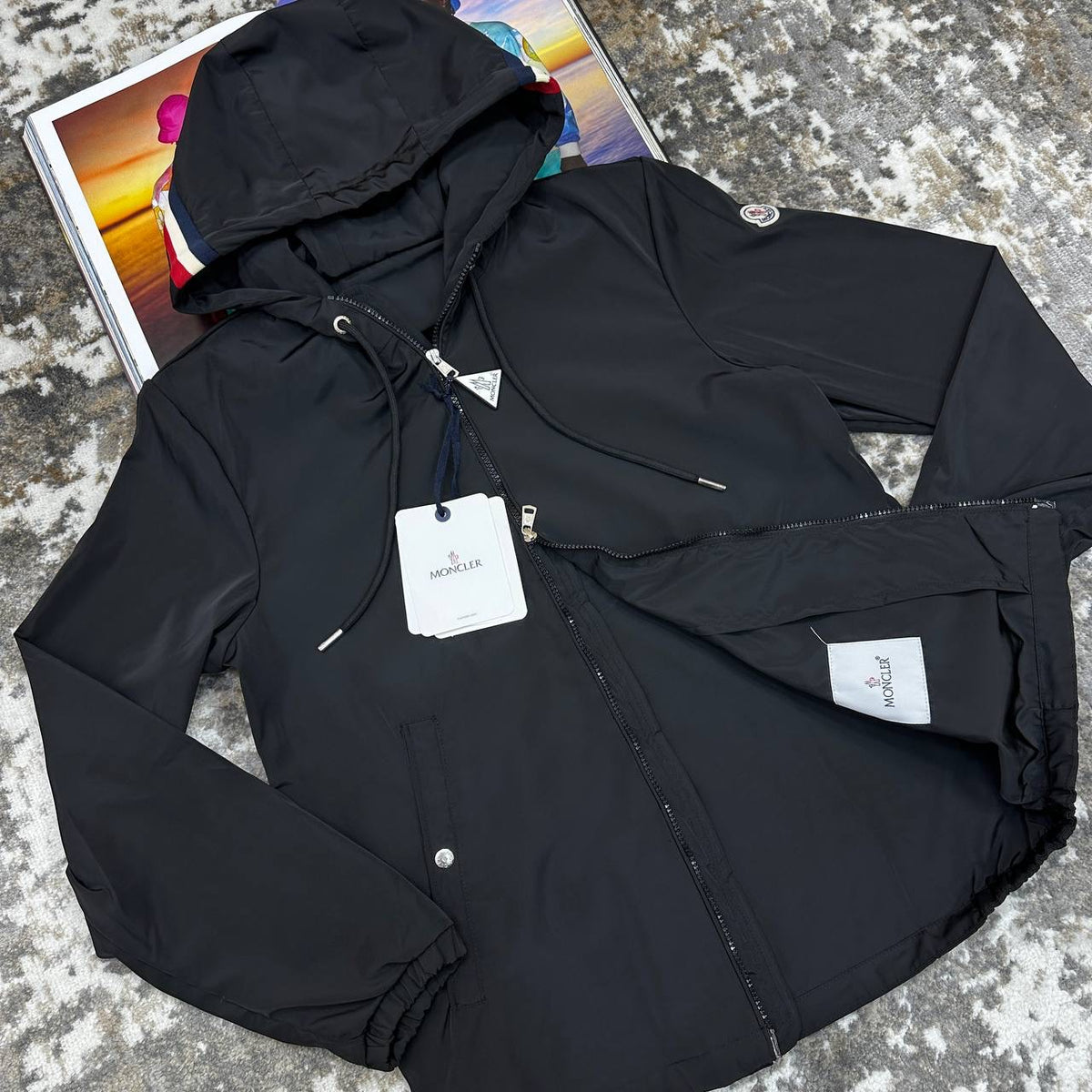 MONLR JACKET WITH HOOD STRIPS ALL BLACK