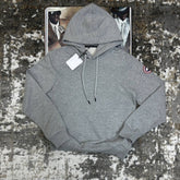 CNADA GOOSE HOODIE-GREY WITH RED BADGE