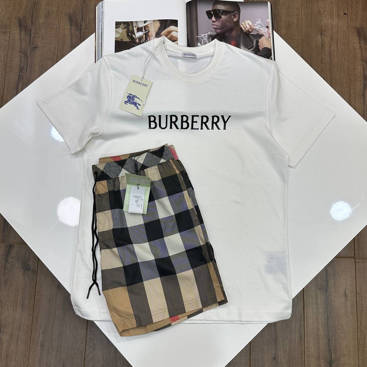 BRBRY SHORT SET WHITE/BEIGE