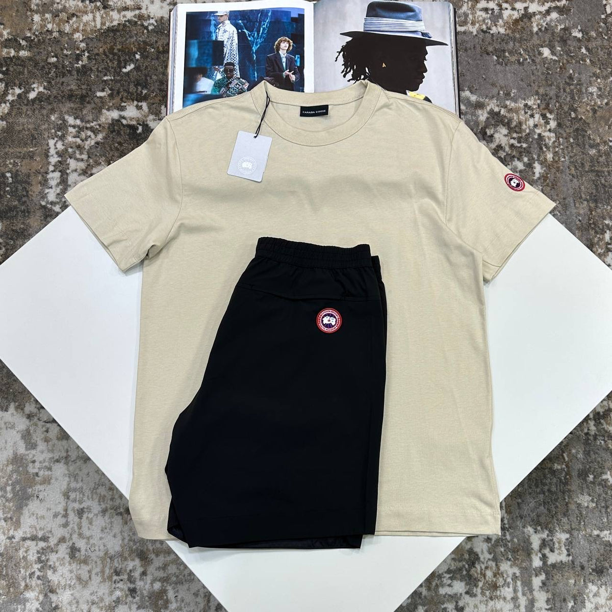 C.G SHORT SET BEIGE/BLACK