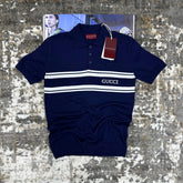 GUCI KNITTED POLO- NAVY