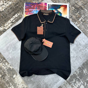 L.P FRONT BADGE POLO- BLACK