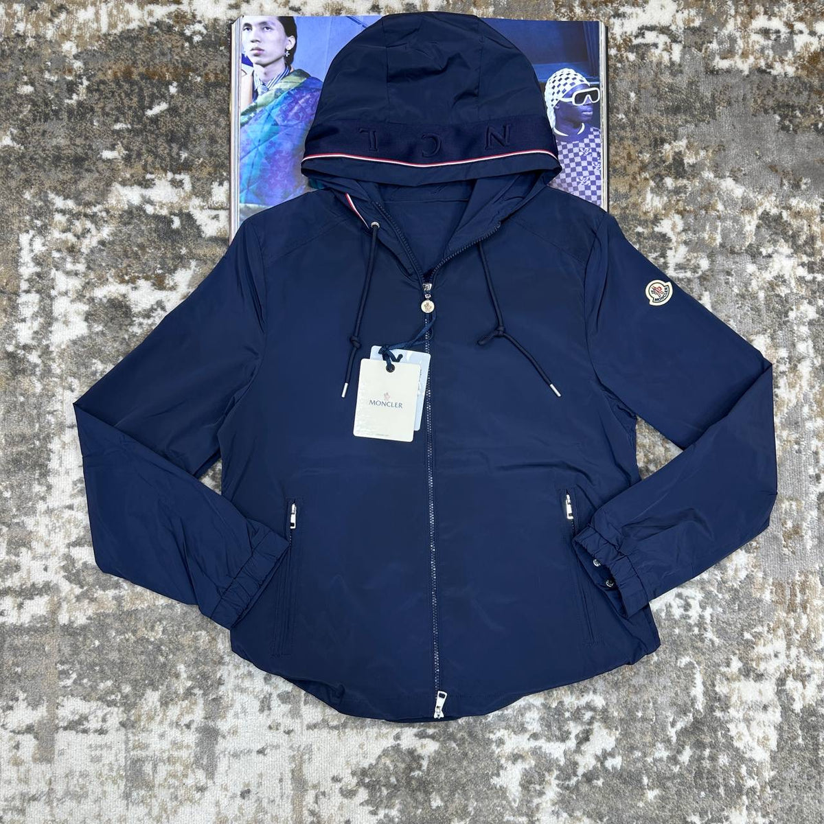 MONLR JACKET WITH HOOD STRIPS ROYAL BLUE