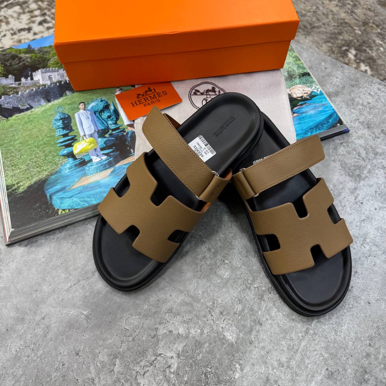HRMS SLIPPERS MENS BLACK/BROWN