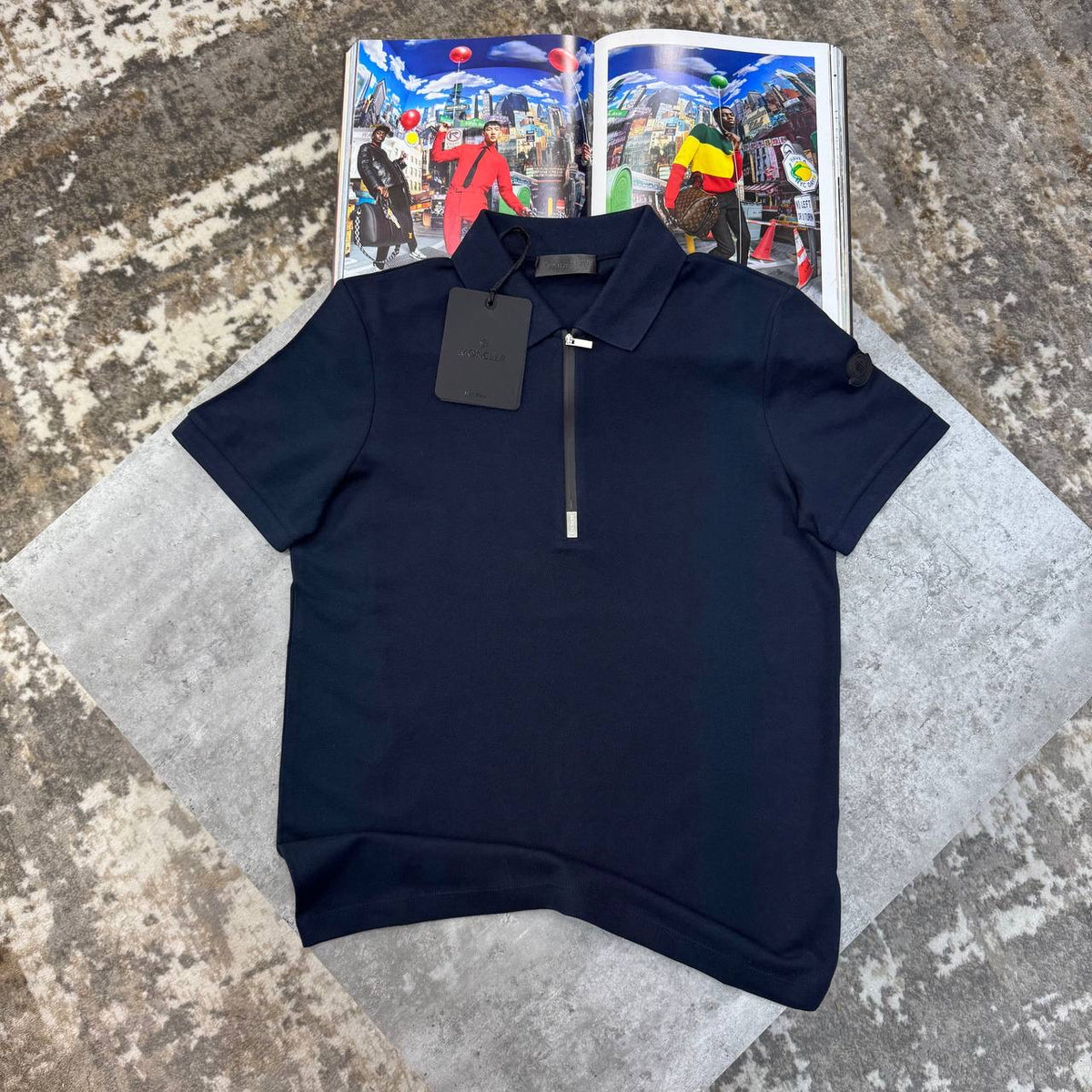 MNCLR HALF ZIP POLO-NAVY