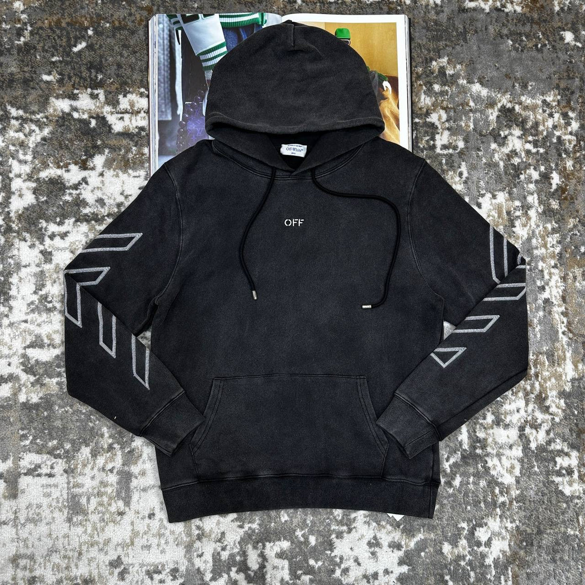 OFF-WHITE EMBROIDERY HOODIE BLACK