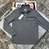 C.P FRONT POCKET HALFZIP JUMPER GREY