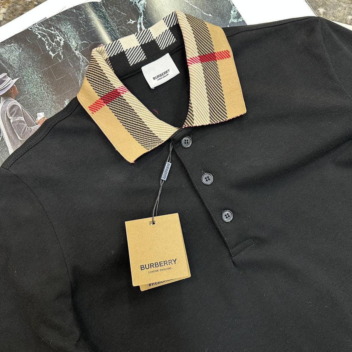 BRBURY FULL SELEVE POLO- BLACK