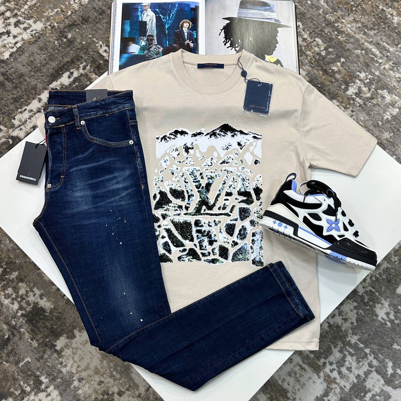 L.V FRONT BIG LOGO TSHIRT-BEIGE