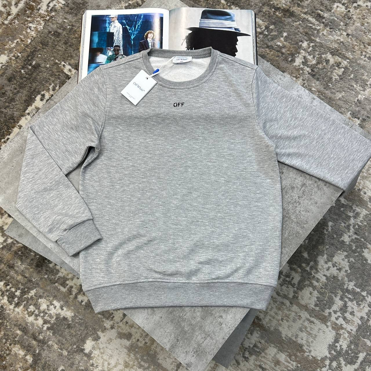 OFF-W BACK BIG PRINT JUMPER GREY