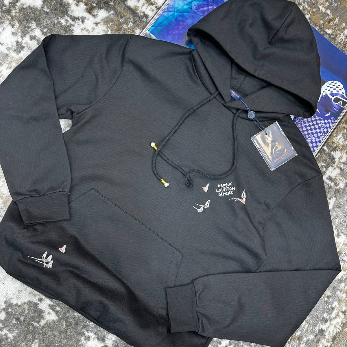 LOUS VUITTON EMBROIDERY HOODIE BLACK