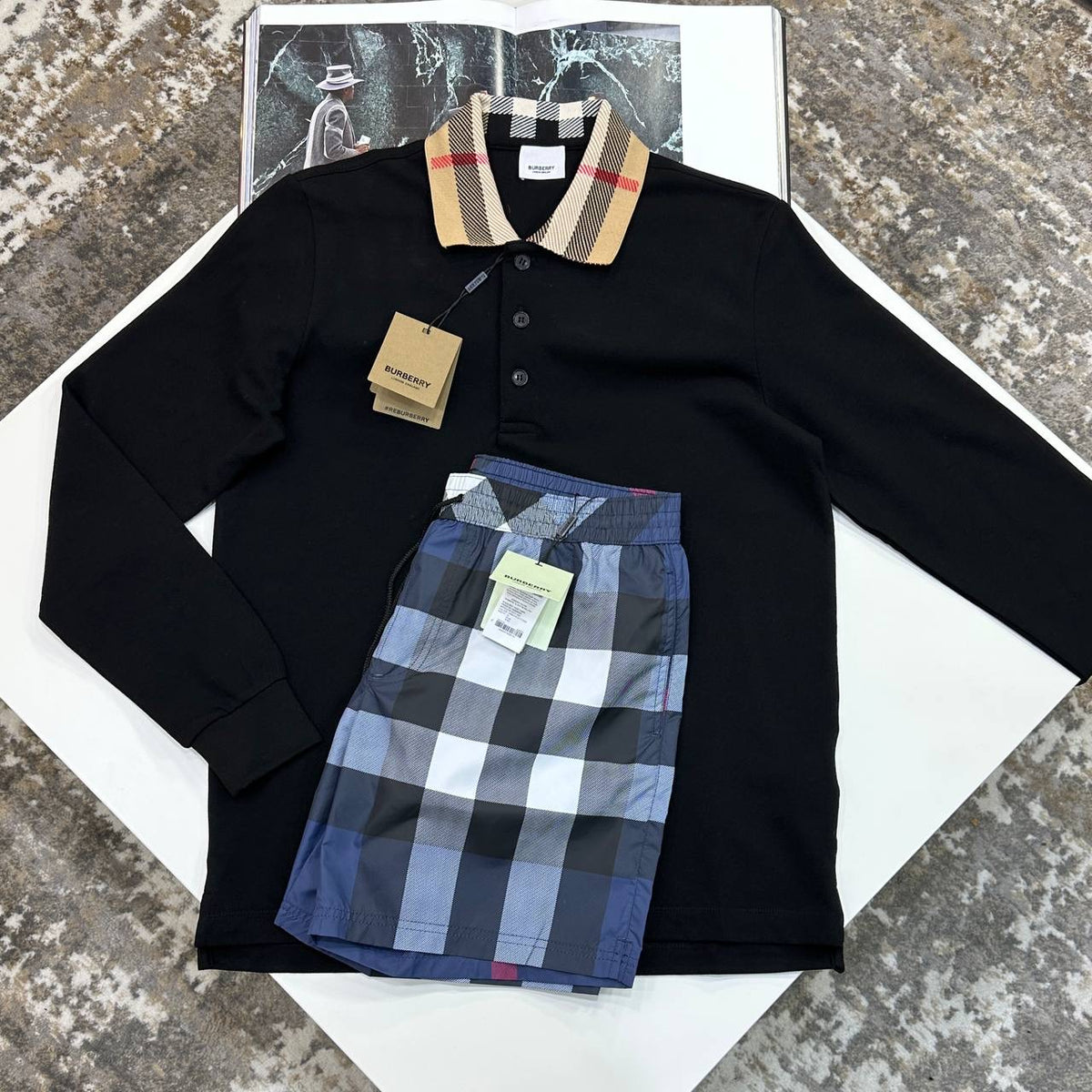 BRBERY SHORT SET BLACK/BLUE