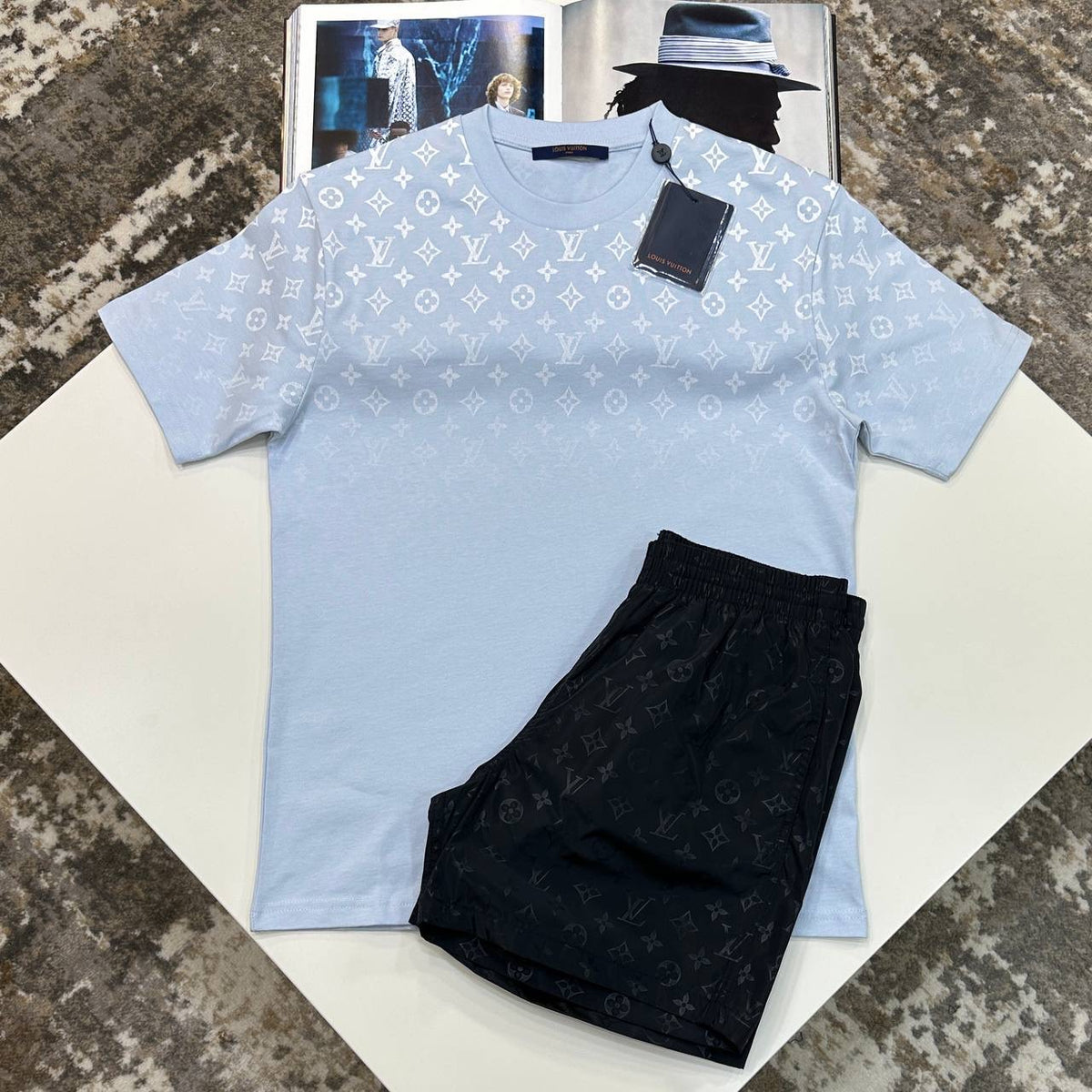 L.V SHORT SET LIGHTBLUE/BLACK