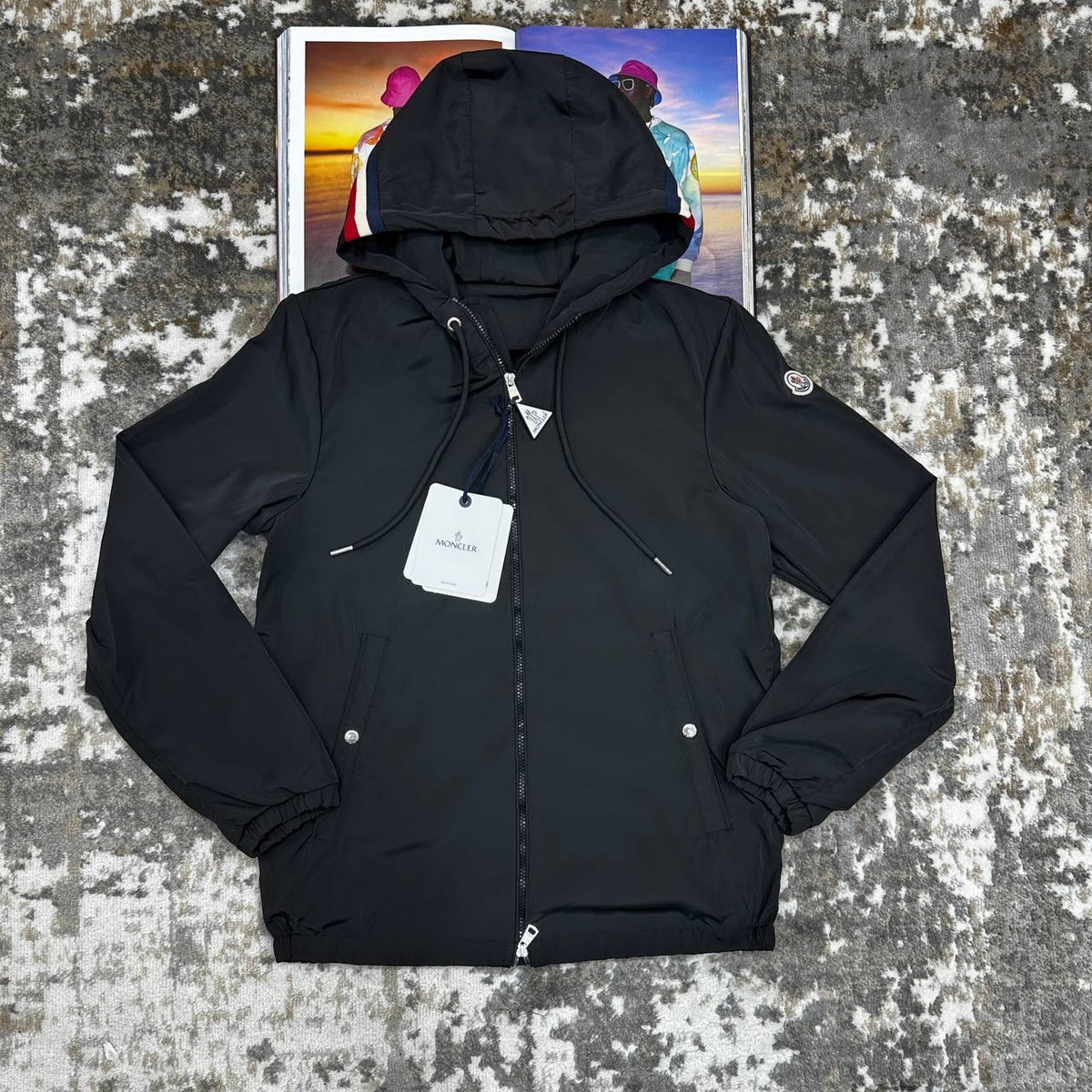 MONLR JACKET WITH HOOD STRIPS ALL BLACK