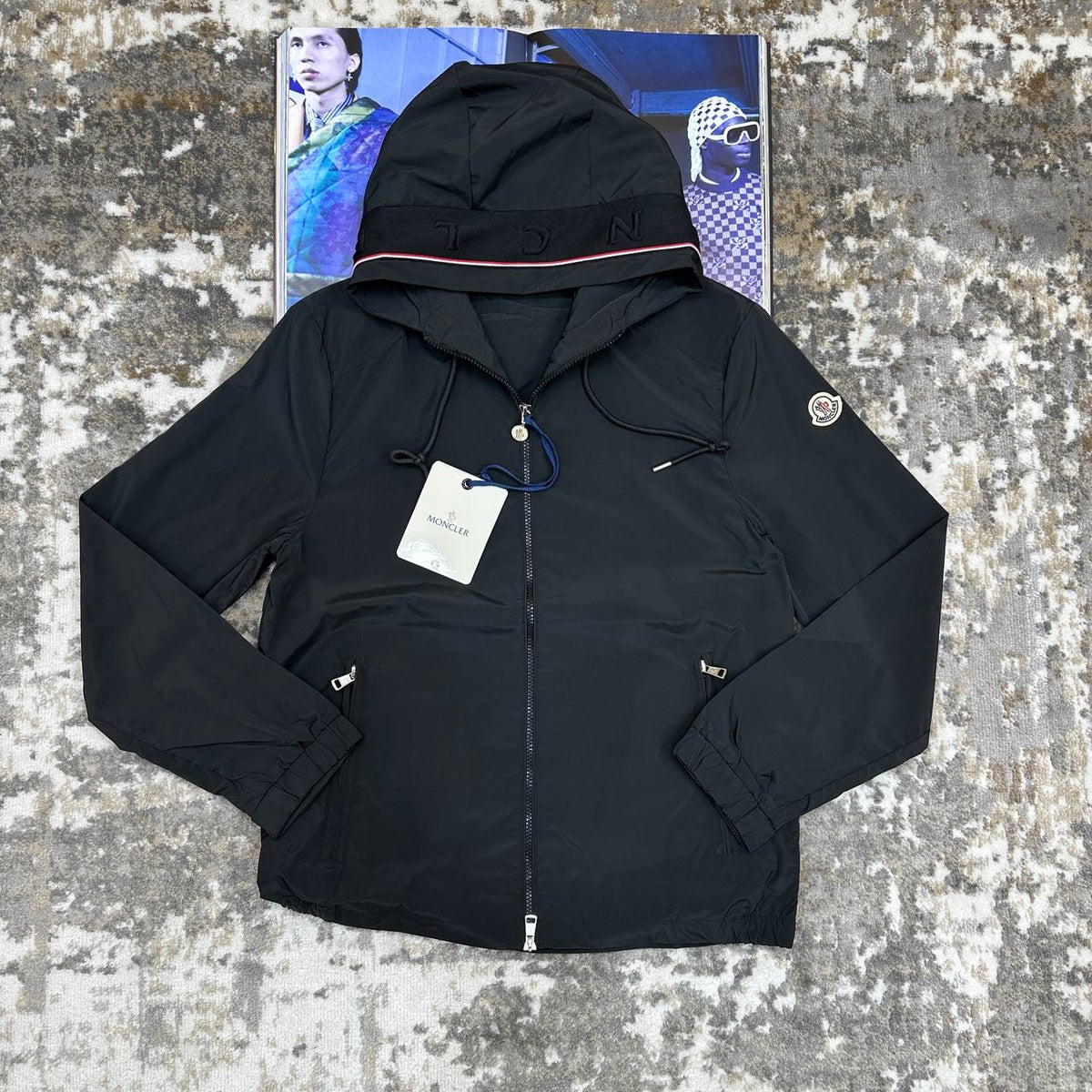 MONLR JACKET WITH HOOD STRIPS ALL BLACK
