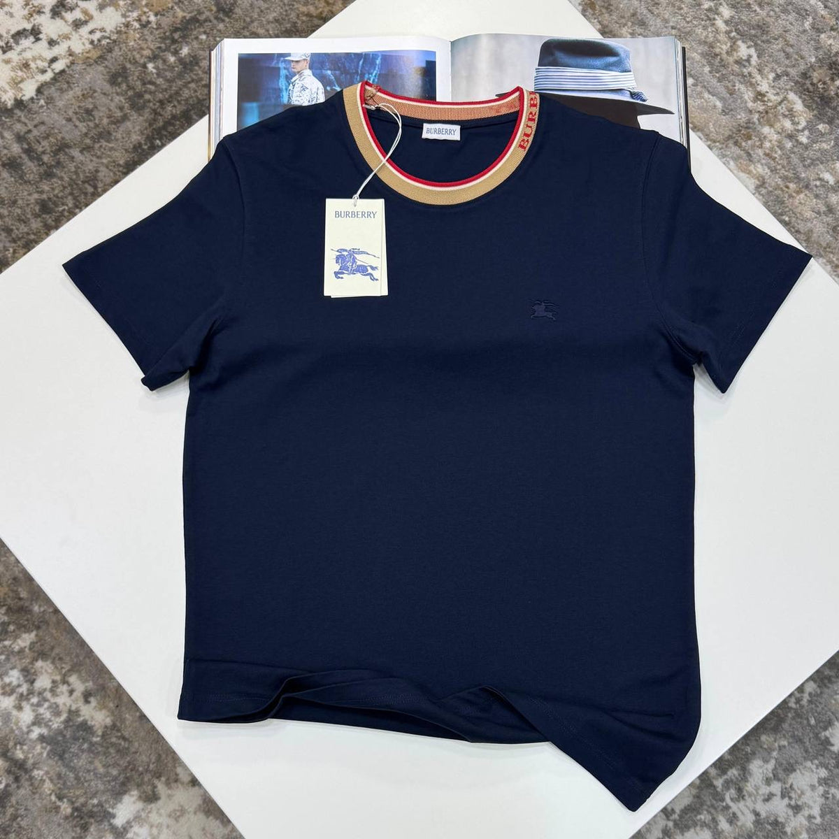 BRBY ROUND NECK LOGO TSHIRT-NAVY