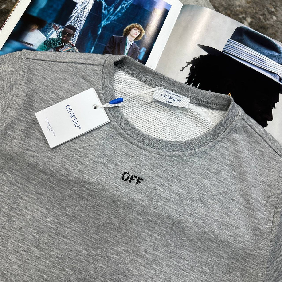 OFF-W BACK BIG PRINT JUMPER GREY