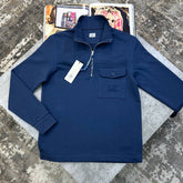 C.P FRONT POCKET HALFZIP JUMPER NAVY