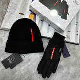 PRDA HAT AND GLOVE SET BLACK WITH BOX