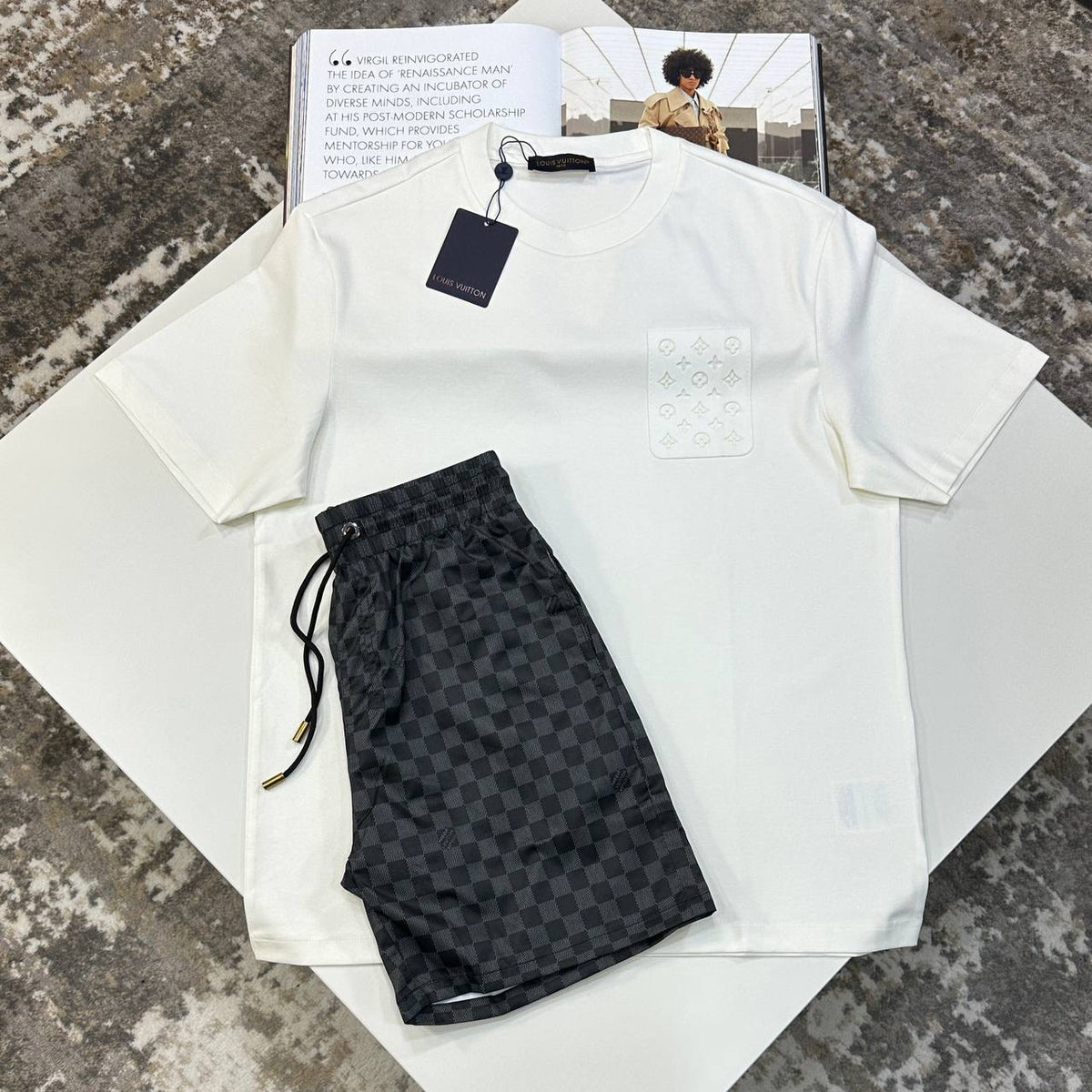 L.V SHORT SET WHITE/BLACK