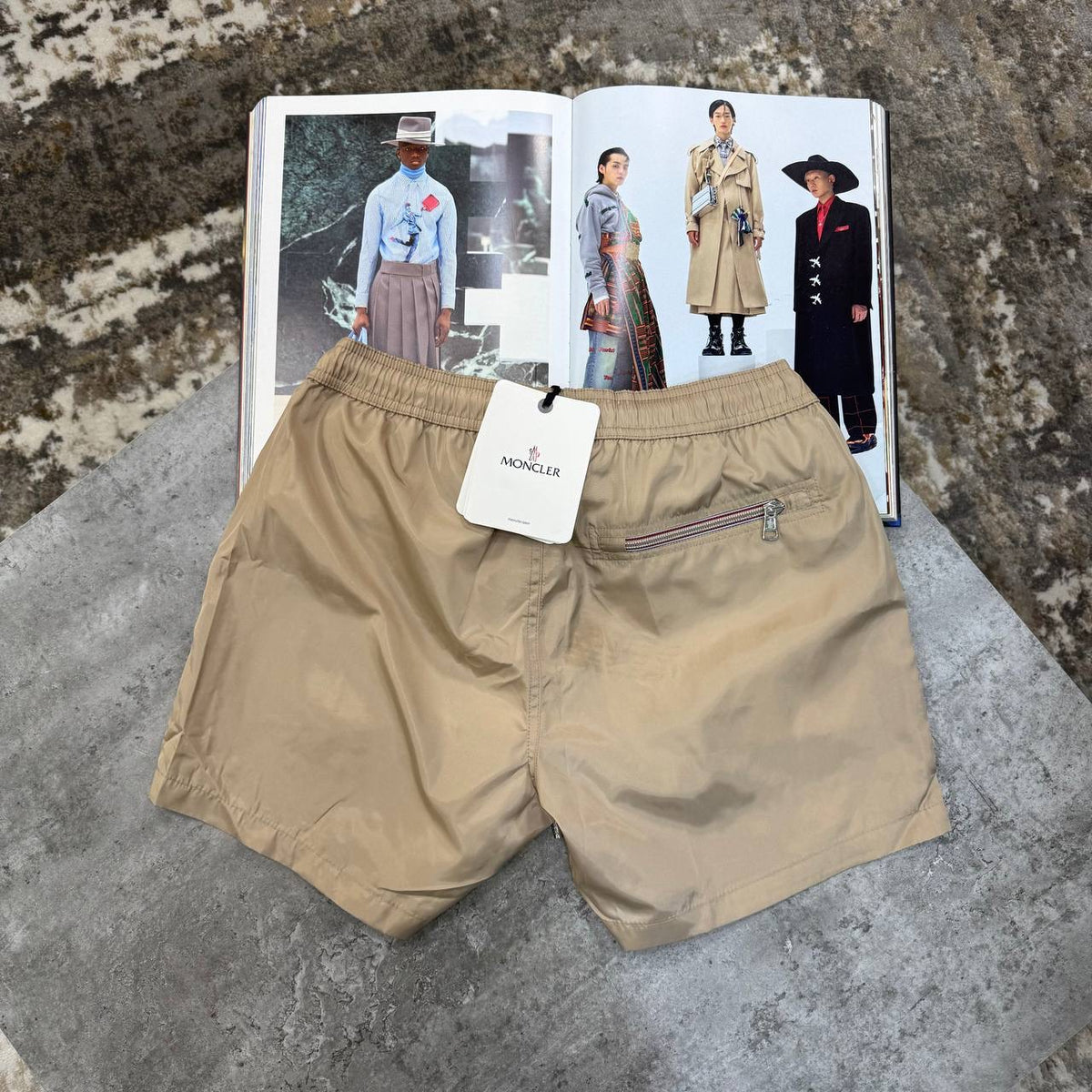 NCLR BACK ZIP SWIM SHORT BEIGE
