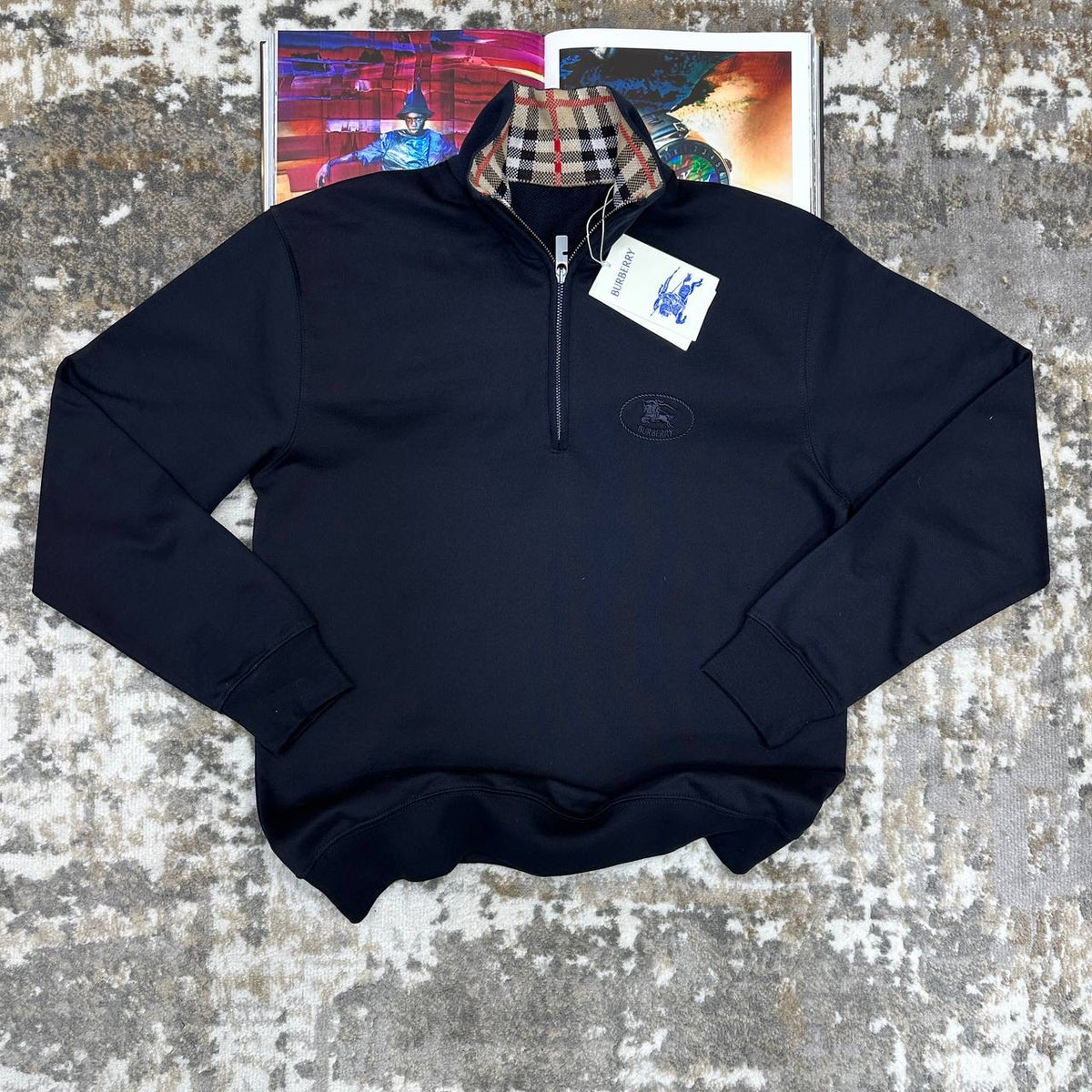 BRBERRY HALF ZIP JUMPER NAVY