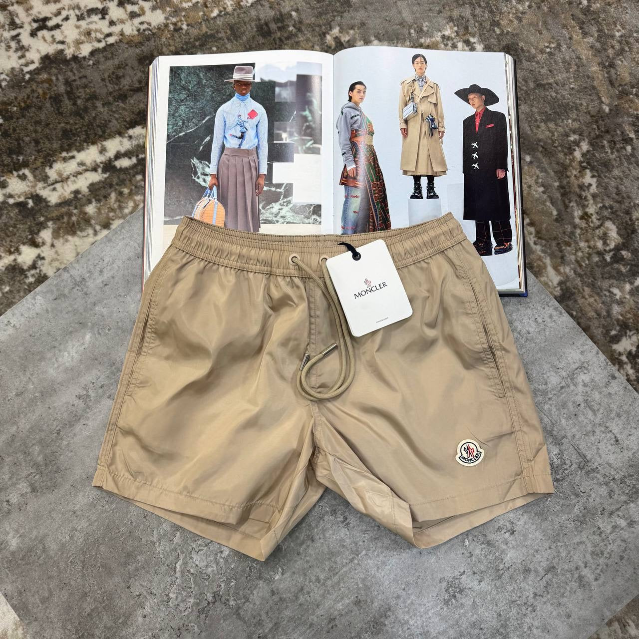 NCLR BACK ZIP SWIM SHORT BEIGE