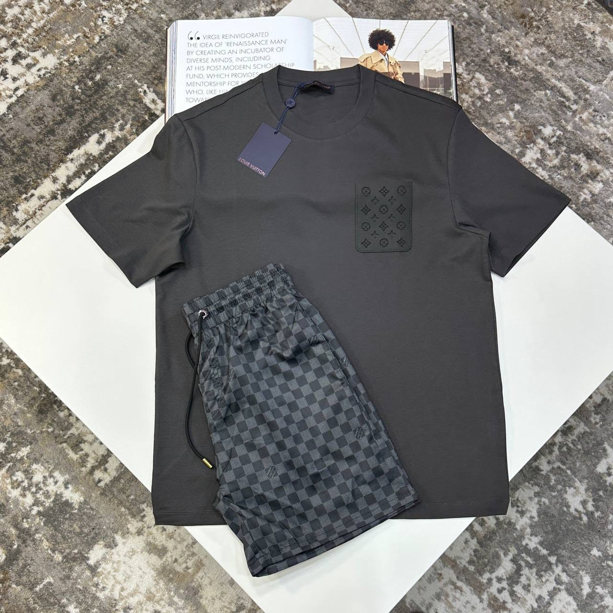 L.V SHORT SET DARKGREY/BLACK