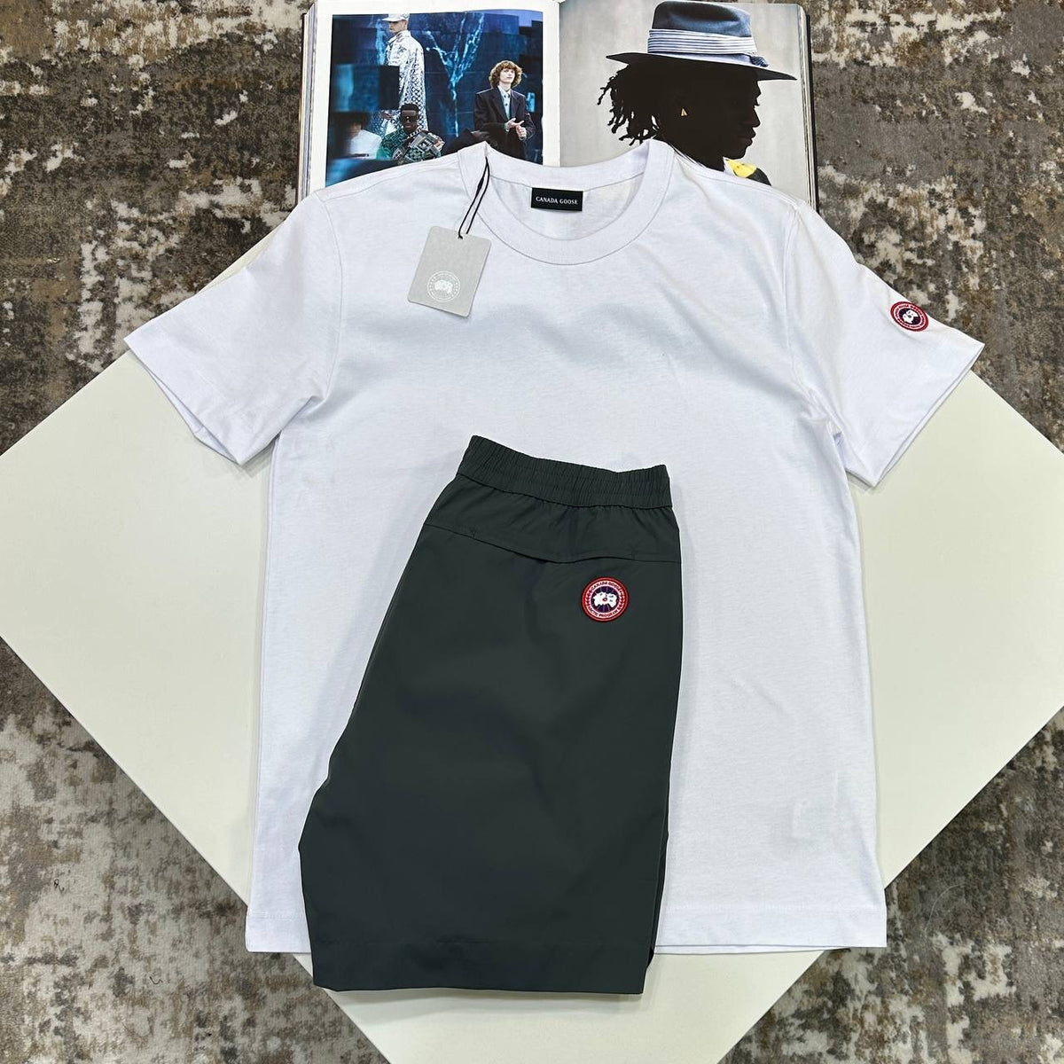 C.G SHORT SET WHITE/GREY