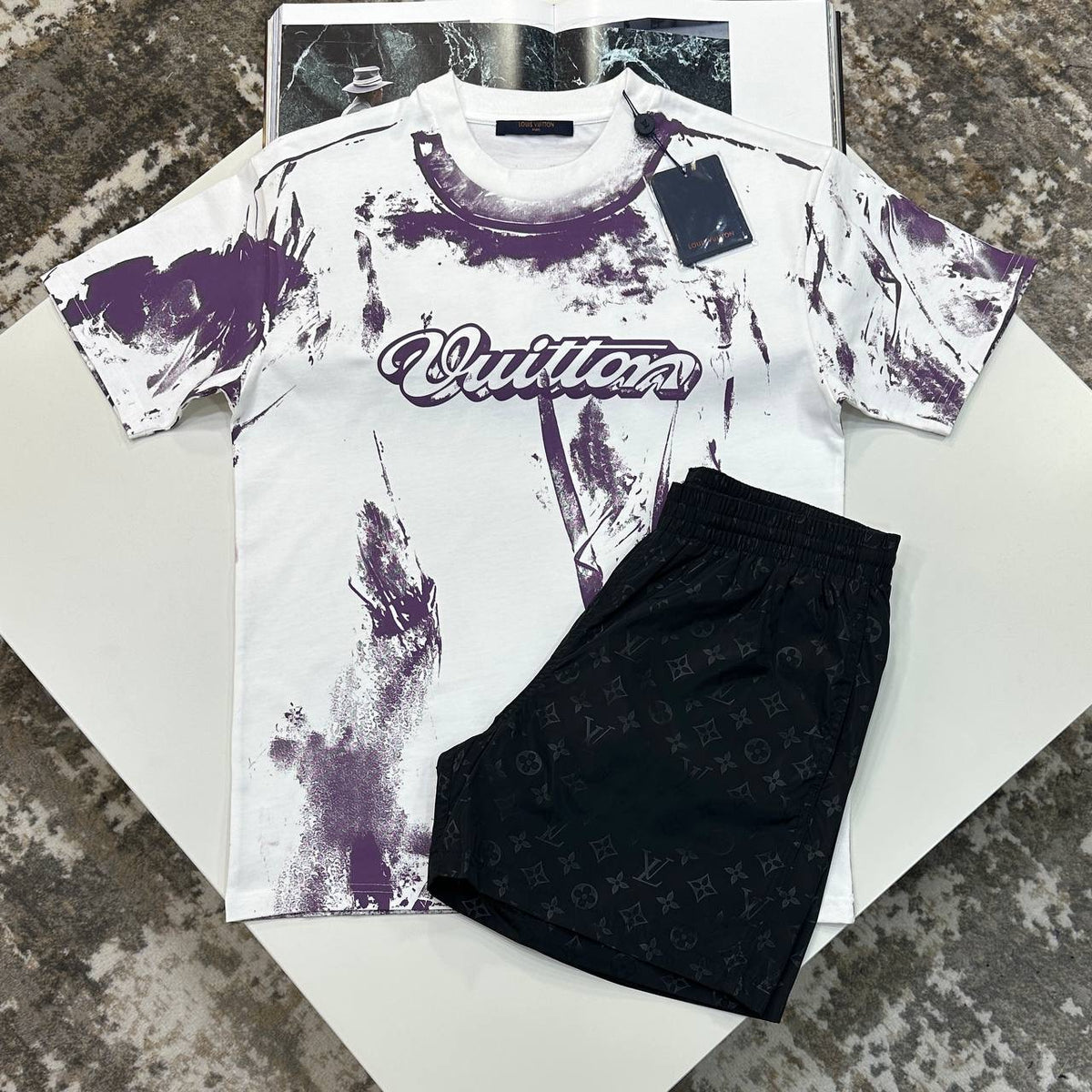 L.V SHORT SET WHITE/BLACK