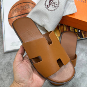 HRMES SLIPPERS MENS BROWN
