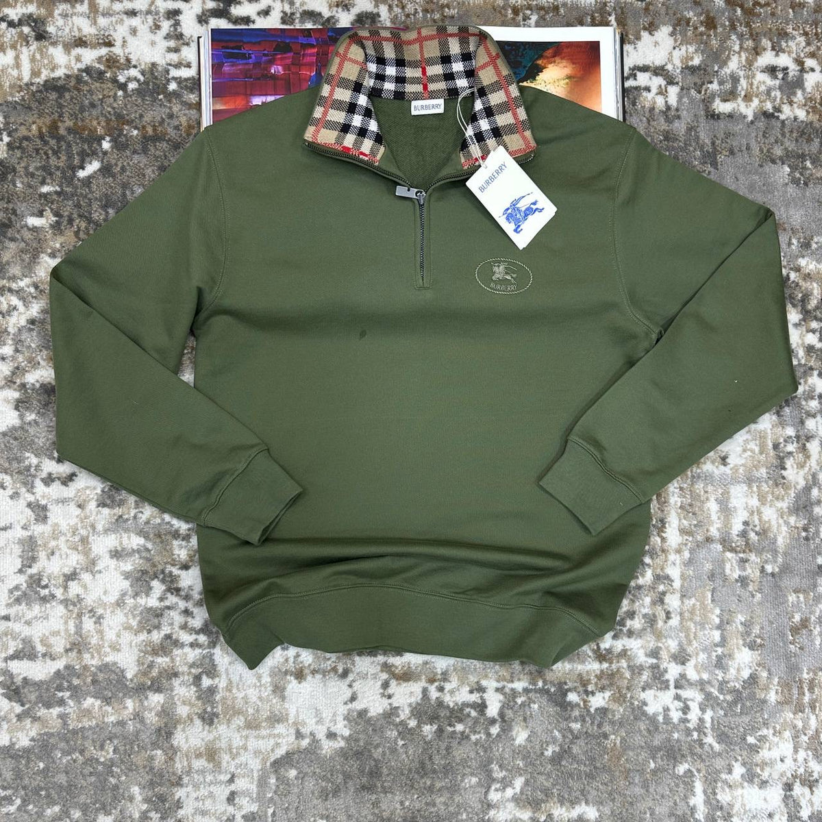 BRBERRY HALF ZIP JUMPER DARK GREEN